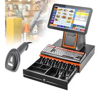 Caisse Enregistreuse Intelligente Tout-En-Un, écran Tactile De 15,6 Pouces, Avec Imprimante Thermique De 58 Mm, Angle Réglable Pour Commerces De Détail, Restaurants Et Petites Entreprises,Black