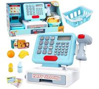 Caisse enregistreuse interactive - LEANTOYS - LeanToys - Scanner - Panier et produits alimentaires - Lumières et sons