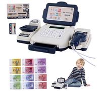 Caisse enregistreuse Jouet avec Scanner, Fonction Calculatrice, Caisse enregistreuse pour Enfants avec Carte de crédit, achats éducatifs jusqu'à Jouets de Jeu rôle, Bleu, Heimdekorationen