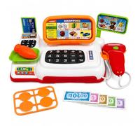 Caisse enregistreuse jouet pour enfants, caisse enregistreuse supermarché avec scanner, balance, lumières, sons avec accessoires, faux billets, pièces de monnaie, jeu supermarché, caissier (A)