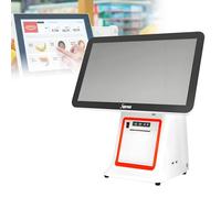 Caisse Enregistreuse Pc Pos Tactile 15,6 Pouces, Tout-en-Un, Compatible Windows 10, pour Commerces de Détail et Restaurants, 8 Go de Ram, 128 Go de Ssd White-Singlescreen
