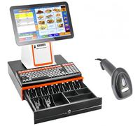 Caisse enregistreuse Small Touch, système POS avec écran de 15,6 Pouces et imprimante de reçus intégrée, Machine de Caisse Intelligente avec 8 Go de RAM et 128 Go SSD pour Petit Commerce, magas White