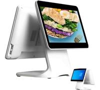 Caisse Enregistreuse Tactile Complète Professionnelle,Système Caisse Enregistreuse Pos,avec écran Tactile 15,6 + 13,3'' CPU N2930,4 GO De Ram,64 GO SSD,Windows 7/10,pour Vente Au Détail