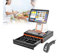 Caisse Enregistreuse Tactile Professionnelle, Terminal de Point de Vente avec écran 15,6 Pouces 8 bits LED, Imprimante Thermique 58 mm intégrée, Support Inclinable, pour Restaurant, Snack-bar