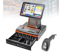 Caisse Enregistreuse Tactile,Terminal Point de Vente-Système POS,i5 Grade-8Go-128Go SSD-Écran 15,6 Pouces-Imprimante Intégrée pour Boutique-Boucherie-Magasin-Prêt-à-Porter(Black,80mm)