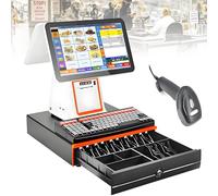 Caisse enregistreuse tout-en-un avec double écran tactile, système de point de vente pour petites entreprises, 8 Go de RAM, SSD de 128 Go, imprimante, tiroir-caisse et logiciel inclus White-B