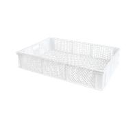 Caisse finement ajourée avec poignées 600 x 400 x 125 mm - 22 L - blanc