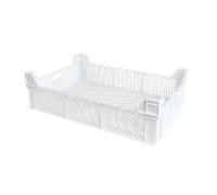 Caisse finement ajourée échancrée avec poignées 600 x 400 x 175 mm - 32 L - blanc