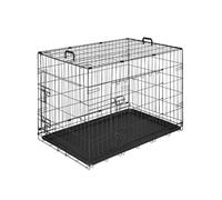 Caisse grillagée pour chien pliable avec 2 portes et 2 poignées de transport noir