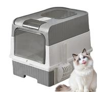 Caisse hygiénique pour chats de grande taille, clôture fermée avec capuchon avec contrôle des odeurs, design pliable, pour les voyages dans les intérieurs