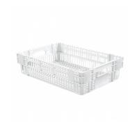 Caisse ajourée empilable emboitable 600 x 400 x 145 mm - 27 L - blanc