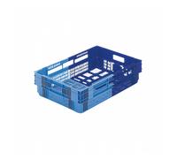 Caisse ajourée empilable emboitable 600 x 400 x 147 mm bicolore 26 L - bleu/bleu