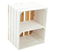 Caisse massive pour chaussures, livres, fruits, vin, dimensions env. 50 x 40 x 31 cm XXXaus dem Altes Landxxx, caisses à fruits, caisses en bois, caisse décorative, étagère (blanc flammé, dos