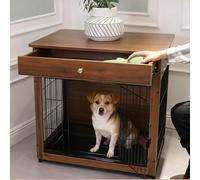 Caisse moderne pour chiens de 61 cm, avec un tiroir, convient à une utilisation en intérieur comme niche en métal ou en bois, pour chiens de moins de 5 kg (jaune, S)