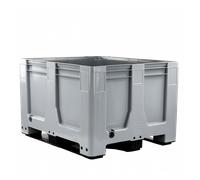 Caisse palette 1000 x 1200 x 760 mm 610 L avec 3 semelles - gris