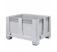 Caisse palette 1000 x 1200 x 760 mm 610 L avec 4 pieds - gris