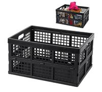 Caisse Pliable Boîtes de Rangement Empilables de 28 L Boîte de Rangement Pliable Caisse de Rangement Pliante en Plastique avec poignée Caisse à Lait Empilable Organisateur Conteneur pour Jouets