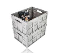 Caisse pliante pliable - Gris, capacité de charge de 35 kg - Caisse pliante empilable avec poignées - Capacité 45 l - Lot de 2