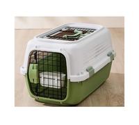 Caisse pour Chien Air Box Cat Cage Checked Pet Breathable Travel Large Capacity Dog Portable Car Space Capsule(Green)