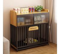 Caisse pour chien avec rangement en verre trempé, cage d'intérieur multifonctionnelle avec étagères double couche et plateaux auto-plateaux, pour chiens de petite et moyenne taille