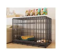 Caisse pour Chien Dog Cage for Small Dogs Indoor Medium Folding with Toilet Pet Special Kennel(Noir,Grand)