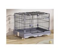 Caisse pour Chien Dog Cage with Toilet Separation Household Pet Iron(Grigio,Moyen)