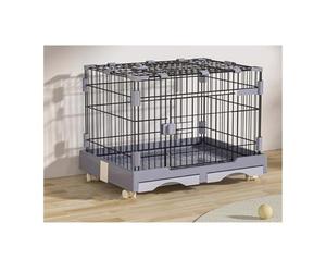 Caisse pour Chien Dog Cage with Toilet Separation Household Pet Iron(Grigio,Petit)