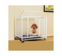 Caisse pour Chien Niche for Petit Chien avec Plaque de Base coulissante en Acier Noir/Blanc(Blanc)