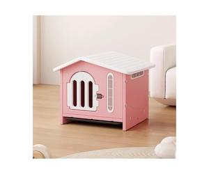 Caisse pour Chien Outdoor Four Seasons Universal Winter Warm Detachable and Washable Dog House Villa Kennel Cage(Pink)