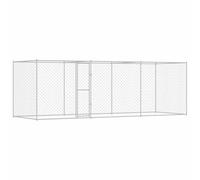 Caisse pour chien rectangle grandes races 6 x 2m en acier galvanisé argenté - à utiliser dehors, résistante aux intempéries et à l'eau, montage avec un tournevis, parfaite pour les chiens comme les la