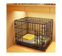Caisse pour Chien Small Dog Cage Medium Pet Fence Gate Indoor with Toilet Home Kennel(Noir)