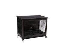 Caisse pour Chien Villa d'intérieur for Chien de Petite et Moyenne Taille, avec Ses Propres Rouleaux, Libre se déplacer(Noir,Grand)