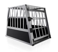 Juskys Caisse de Transport en Aluminium pour Chiens L - 91x65x69 cm - Caisse Robuste et Facile à Entretenir pour la Voiture - Porte grillagée verrouillable - Box de Voyage pour Chiens