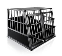 Juskys Caisse de Transport en Aluminium pour Chiens XL - 96x91x70 cm - Caisse Robuste et Facile à Entretenir pour la Voiture - 2 Portes grillagées verrouillables - Box Voyage pour Chiens