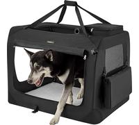 Caisse pour chiens pliable Feandrea, caisse de transport pour chiens, XXL, sac pour chiens, tissu Oxford, tissu filet, respirant, portable, cadre métallique, avec poignées, poches,