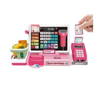 Caisse pour - Jeu de rôle - POS - Panier à provisions avec calculatrice - Scanner, argent de jeu et nourriture - Cadeau d'apprentissage pour les tout-petits de 3 à 7 ans
