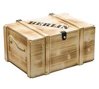 Caisse rétro pour 6 bouteilles de vin Couleur naturelle, passé à la flamme Motif en allemand Hambourg Brême Munich Berlin Stuttgart Coffret cadeau caisse à pommes caisse à fruits Motif Berlin