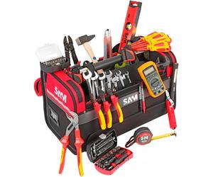 CAISSE TEXTILE 39L AVEC COMPOSITION ÉLECTRICIEN 122 OUTILS SAM OUTILLAGE - CPELEC1