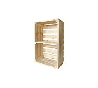 Caisses à fruits avec planche centrale Caisses en bois Caisses à vin Caisses à pommes Commode Étagère Naturel 60 x 40 x 20 cm