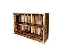 Caisses à fruits neuves avec planche centrale Caisses en bois Caisses à vin Caisses à pommes Commode Étagère flammée 60x40x20cm