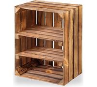Caisses à fruits neuves avec planche centrale Caisses en bois Caisses à vin Caisses à pommes Étagère Commode Flammée 50x40x30cm