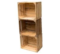 Caisses en bois en lot : caisses à fruits vintage originales pour la construction de meubles ou comme décoration, caisses à pommes très stables, testées et nettoyées 50 x 40 x 30 cm (lot de 3)