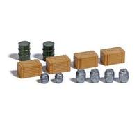 Busch Model – Décor pour maquette 7784 : 12 caisses et fûts, échelle HO/OO
