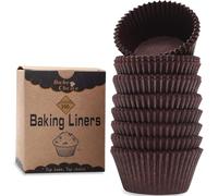 Caissette Muffins Papier,200 pièces Standard,Brun Moule Muffins Papier,Parchemin Résistant à la Graisse,Pour Fêtes & Anniversaires & Mariages & Pâtisserie,Dimensions Standard