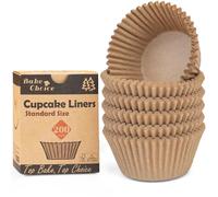Caissette Muffins Papier,200 pièces Standard,Naturel Moule Muffins Papier,Parchemin Résistant à la Graisse & Non Blanchi,Pour fêtes & Anniversaires & Mariages & Pâtisserie,Dimensions Standard