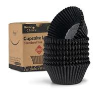 Caissette Muffins Papier,200 pièces Standard,Noir Moule Muffins Papier,Parchemin Résistant à la Graisse,Pour Fêtes & Anniversaires & Mariages & Pâtisserie,Dimensions Standard