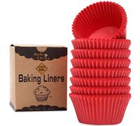 Caissette Muffins Papier,200 pièces Standard,Rouge Moule Muffins Papier,Parchemin Résistant à la Graisse,Pour Fêtes & Anniversaires & Mariages & Pâtisserie,Dimensions Standard