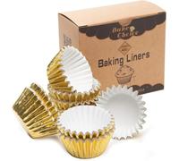 Caissette Muffins Papier Mini,400 pièces,Antiadhésives & Doublures de Muffins en Aluminium,Caissettes Cupcake Pour Fête & Mariage,Couleur Or,Mini Taille