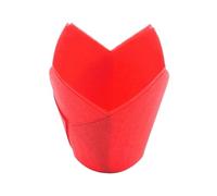 Caissette Muffins Papier Moule à doublure de Cupcake en papier, 100 pièces/paquet, fleur de tulipe, emballage de Cupcake au chocolat, support de doublure de Muffin de cuisson, fête de mariage(Red)