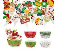 Caissette Muffins Papier, SilverChry 200 Papier Muffin, Support Gateau, Presentoir a Gateau, Boite Cupcakes, Moule Cupcake, Décoration de Noël, pour Anniversaire, Nouvel, Accessoires de Fête (C)